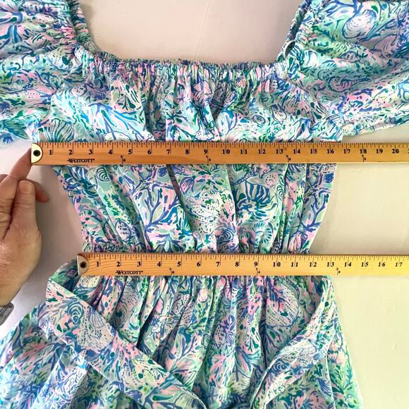 Lilly Pulitzer NEW Tamie Off The Shoulder Dress SZ XL Surf Blue Soleil It on Me - Picture 12 of 14